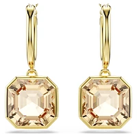 Millenia drop earrings, Square cut, Caramel, Gold-tone plated by SWAROVSKI