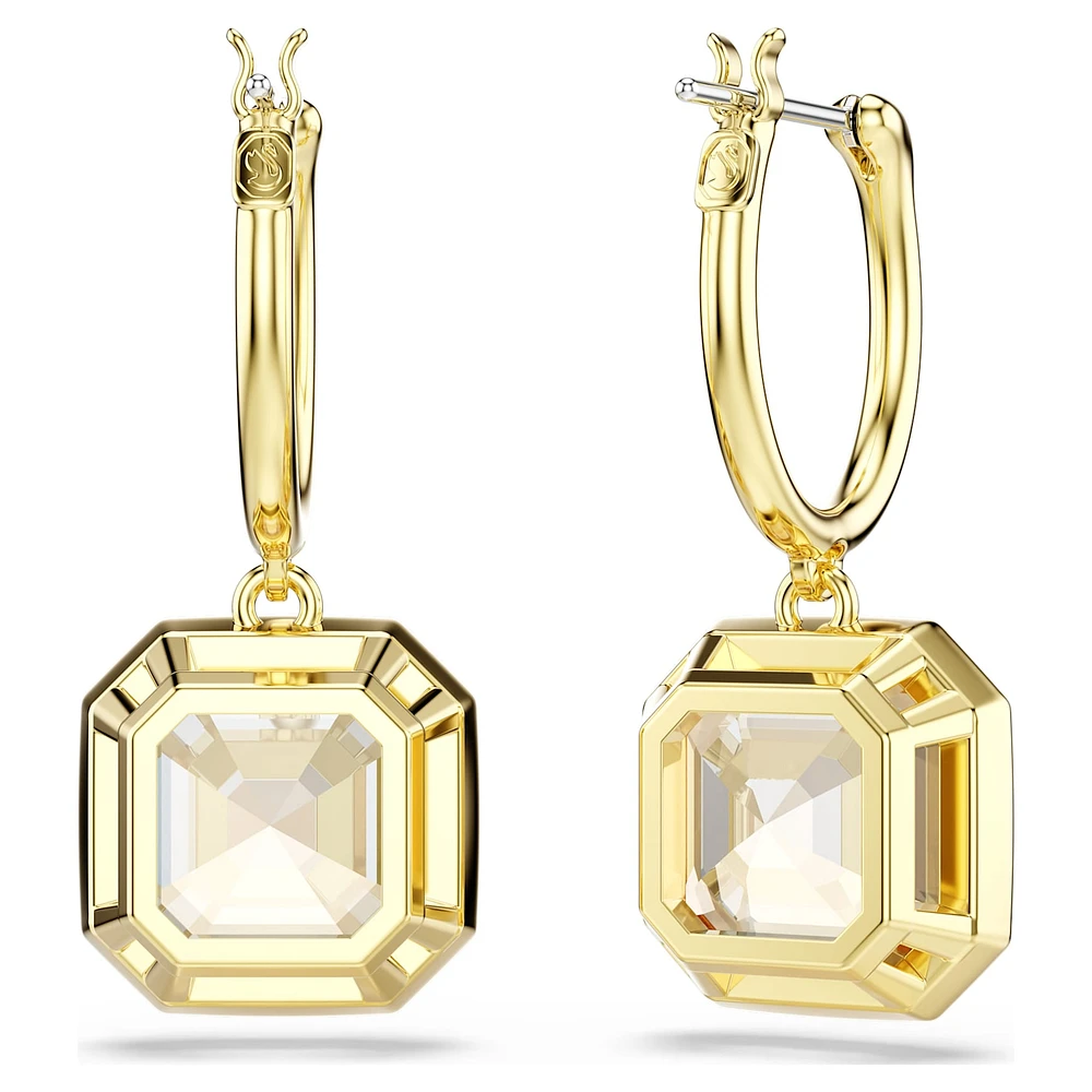 Millenia drop earrings, Square cut, Caramel, Gold-tone plated by SWAROVSKI