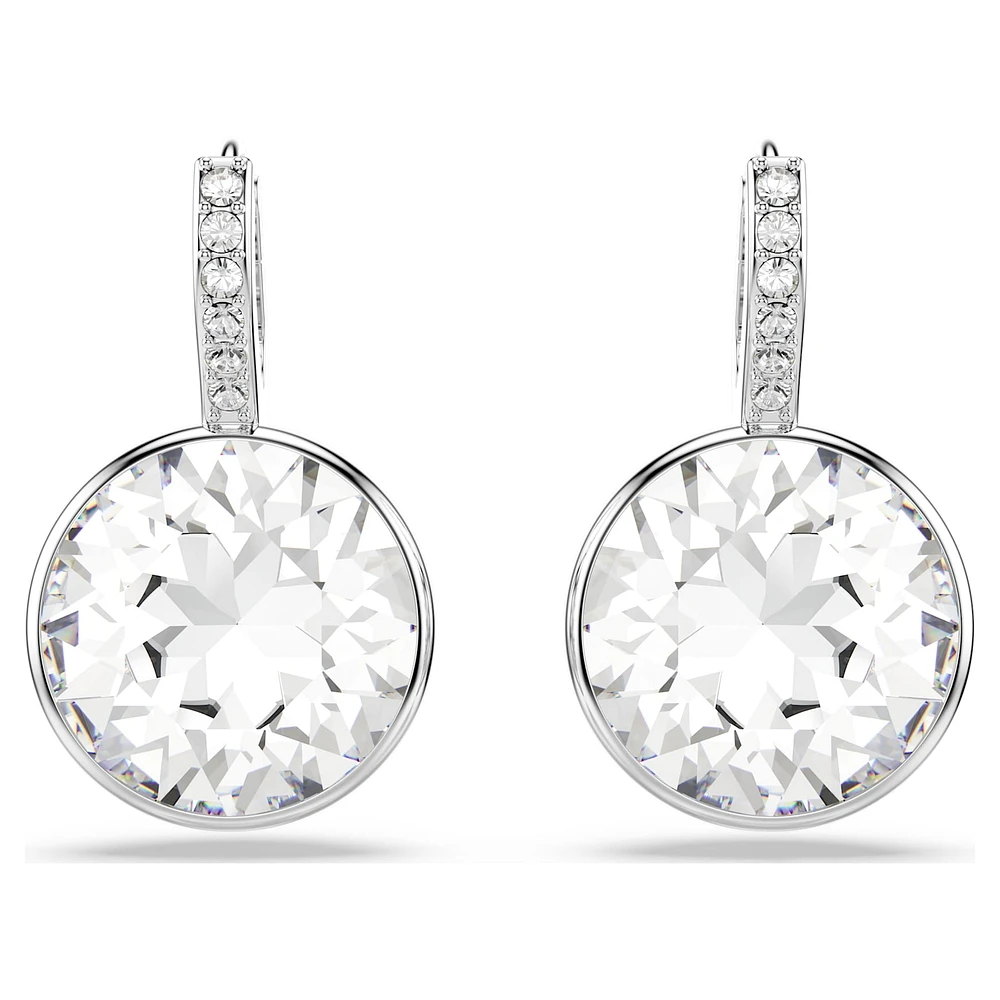 Millenia drop earrings, Round cut, White, Rhodium plated by SWAROVSKI
