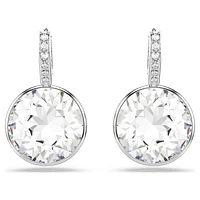 Millenia drop earrings, Round cut, White, Rhodium plated by SWAROVSKI