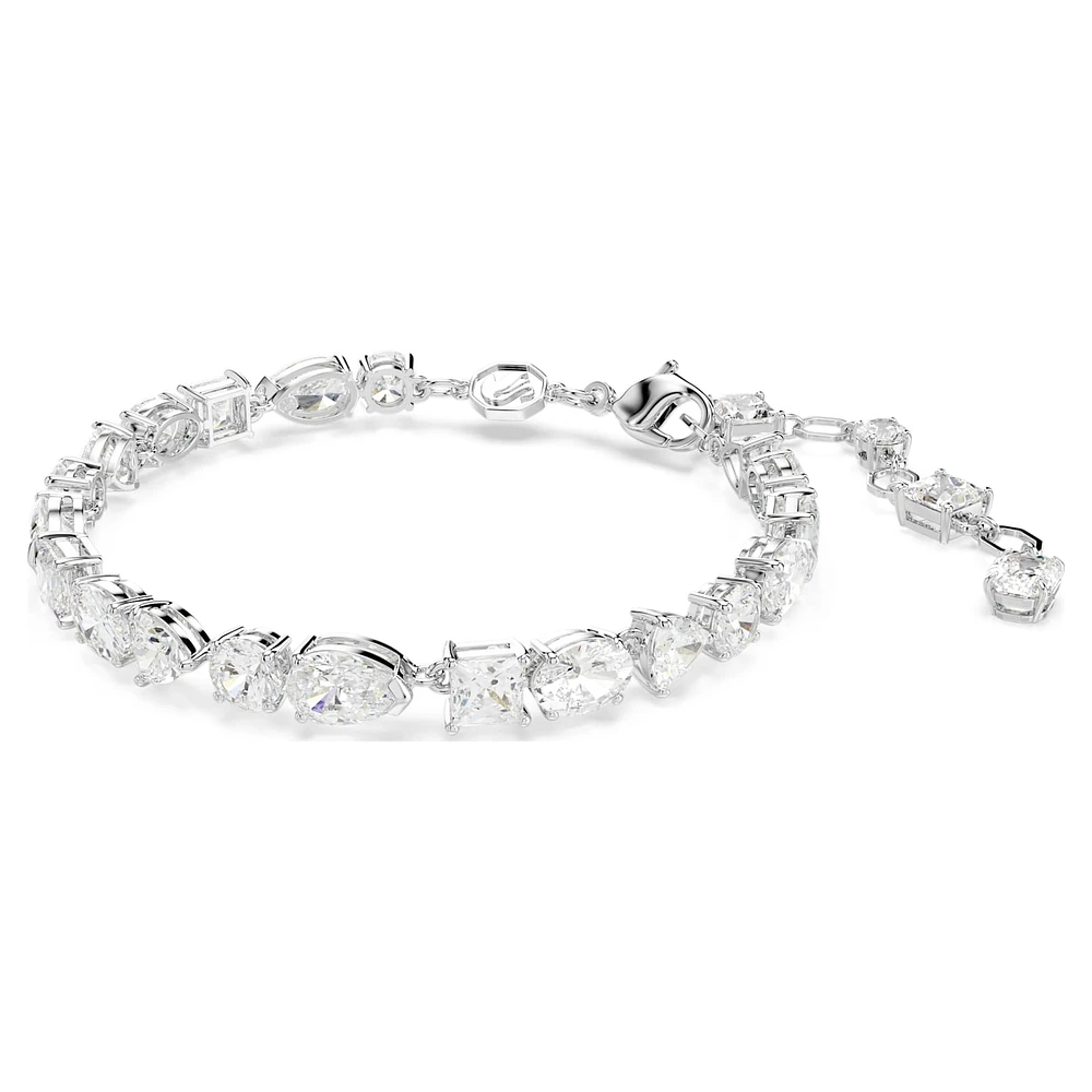 Mesmera bracelet, Mixed cuts, White, Rhodium plated by SWAROVSKI