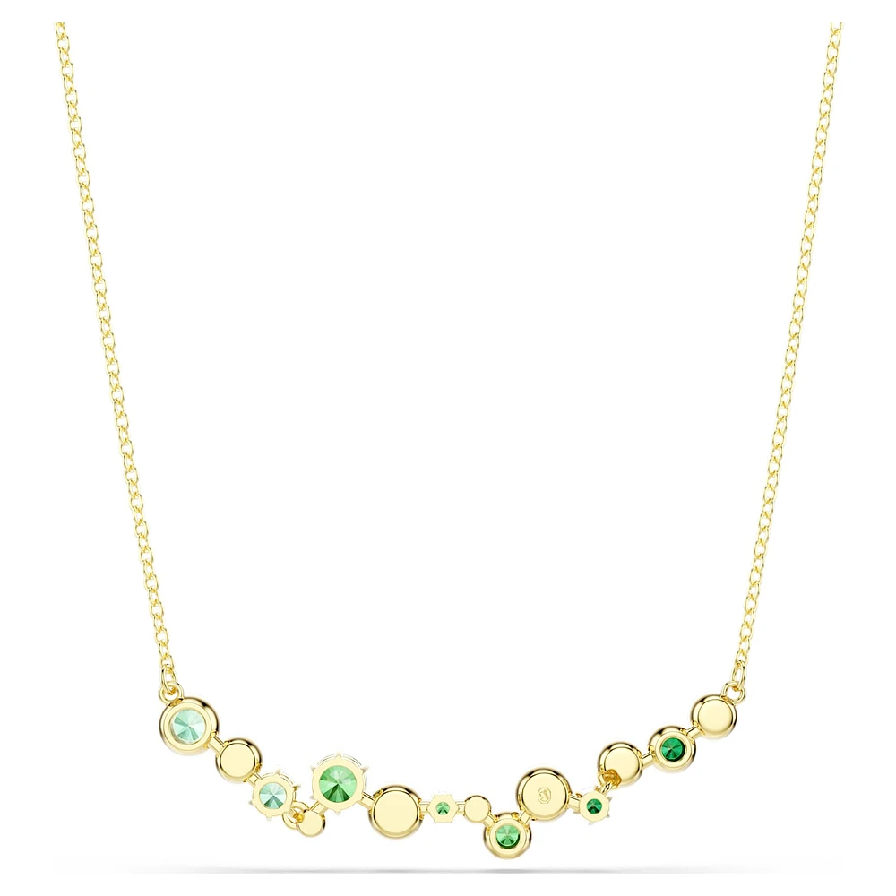 Constella necklace, Mixed cuts, Green, Gold-tone plated by SWAROVSKI