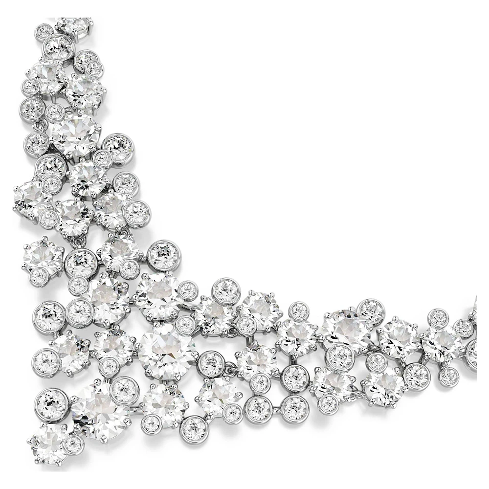 Constella necklace, Mixed cuts, Clasp, White, Rhodium plated by SWAROVSKI