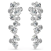 Constella drop earrings, Mixed cuts, White, Rhodium plated by SWAROVSKI
