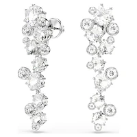 Constella drop earrings, Mixed cuts, White, Rhodium plated by SWAROVSKI