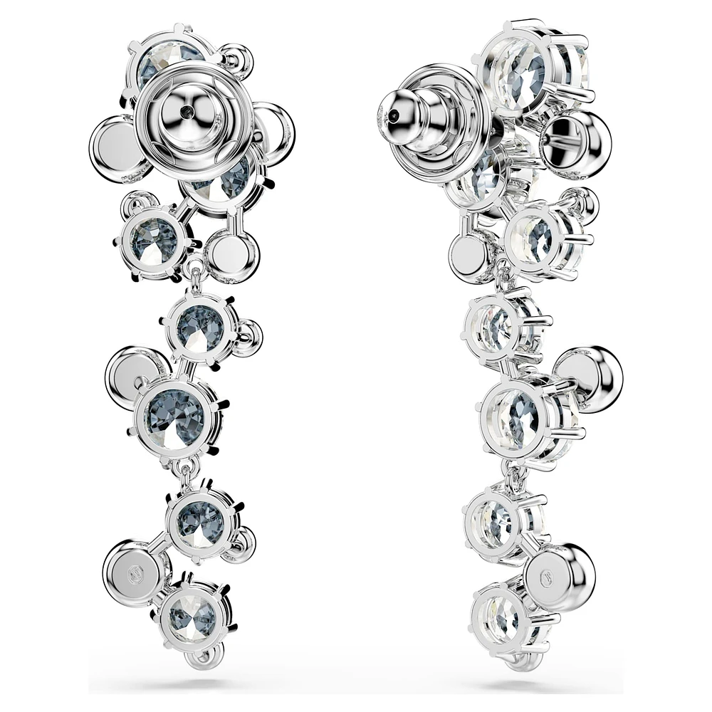 Constella drop earrings, Mixed cuts, White, Rhodium plated by SWAROVSKI