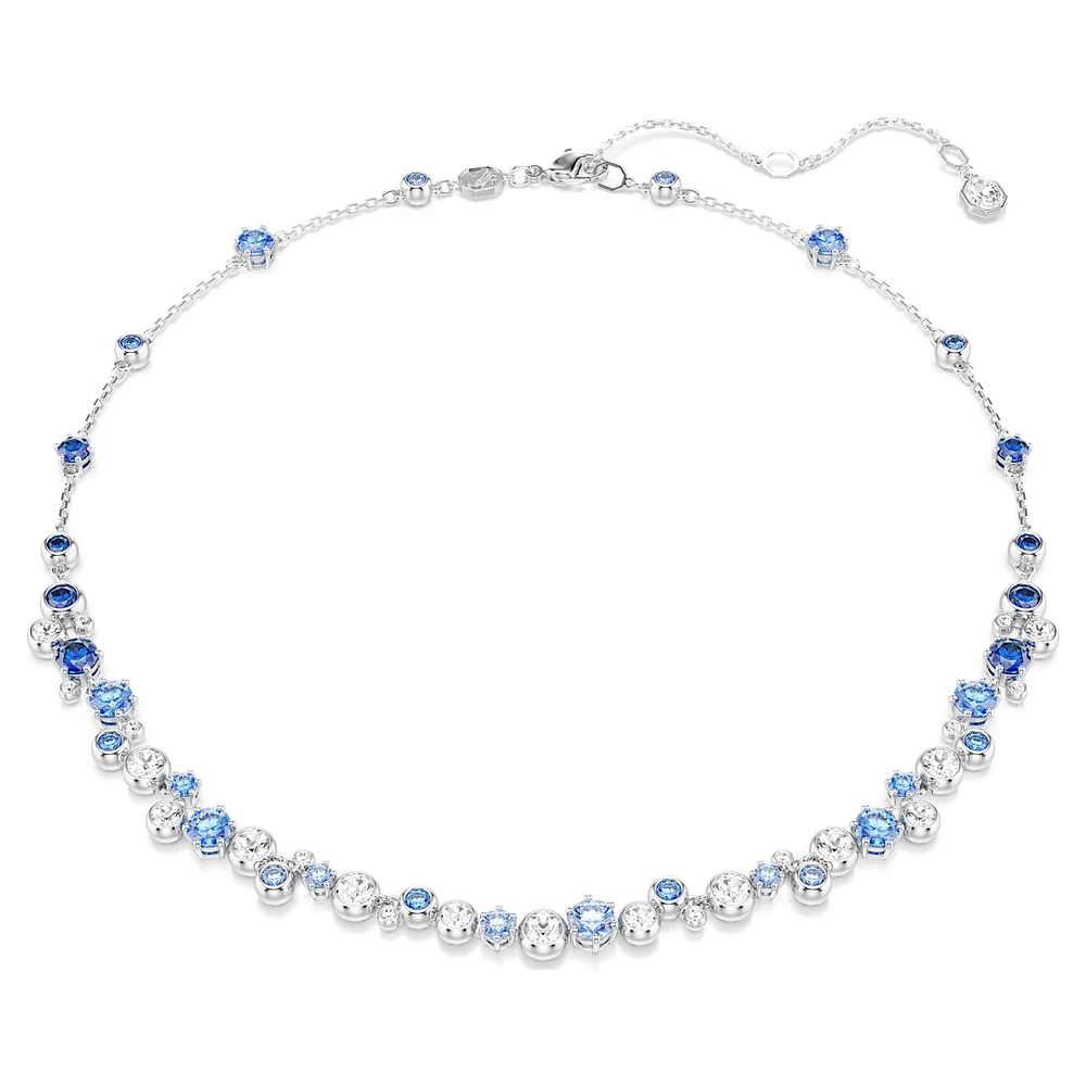 Constella necklace, Mixed cuts, Blue, Rhodium plated by SWAROVSKI