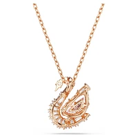 Swan pendant, Mixed cuts, Swan, Pink by SWAROVSKI