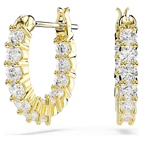 Matrix Vittore hoop earrings, Round cut, White, Gold-tone plated by SWAROVSKI