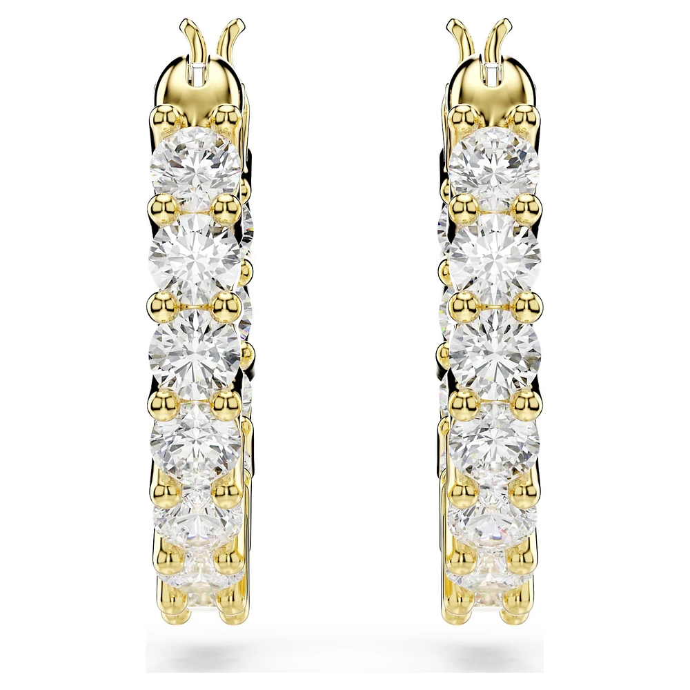 Matrix Vittore hoop earrings, Round cut, White, Gold-tone plated by SWAROVSKI