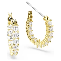 Matrix Vittore hoop earrings, Round cut, White, Gold-tone plated by SWAROVSKI