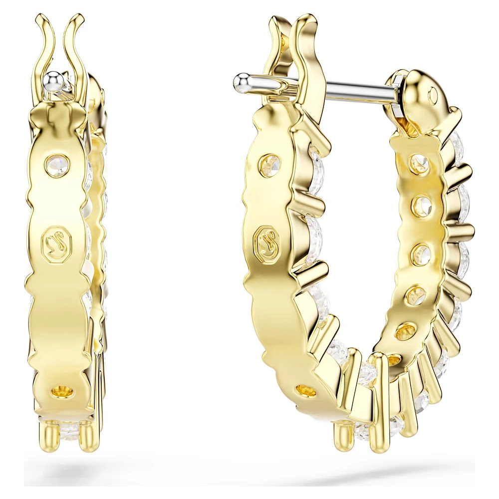 Matrix Vittore hoop earrings, Round cut, White, Gold-tone plated by SWAROVSKI