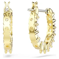 Matrix Vittore hoop earrings, Round cut, White, Gold-tone plated by SWAROVSKI