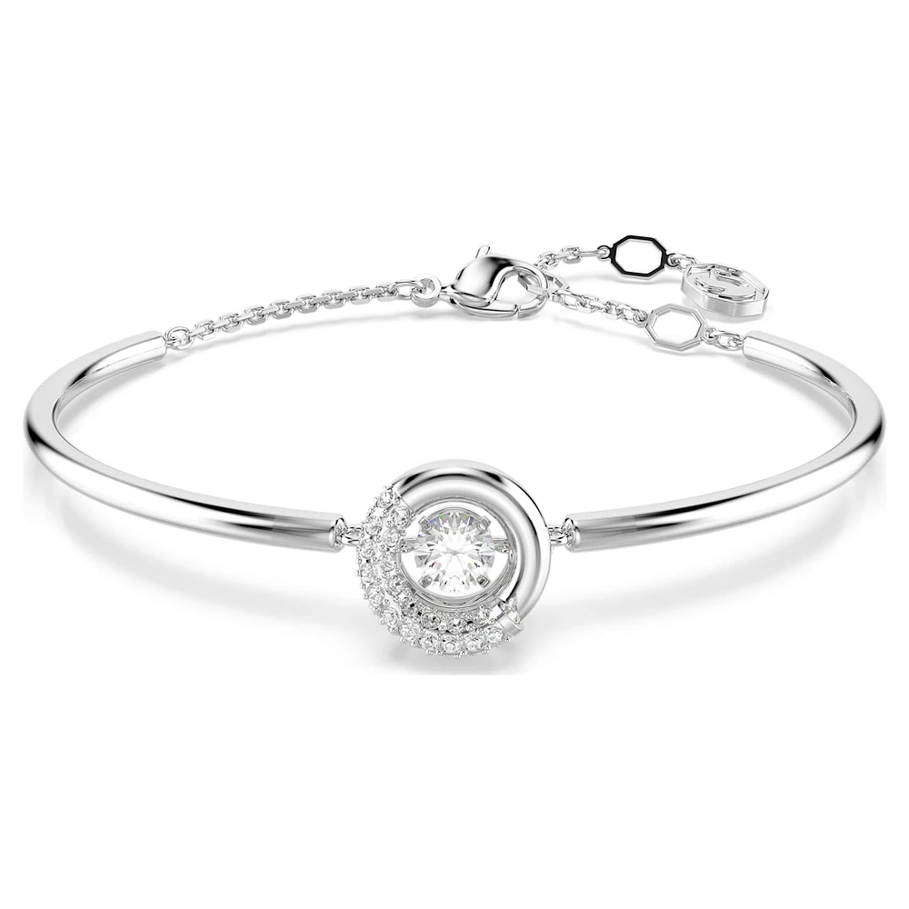 Dextera bangle, Round cut, White, Rhodium plated by SWAROVSKI