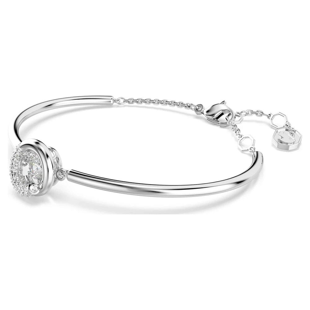 Dextera bangle, Round cut, White, Rhodium plated by SWAROVSKI
