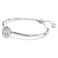 Dextera bangle, Round cut, White, Rhodium plated by SWAROVSKI