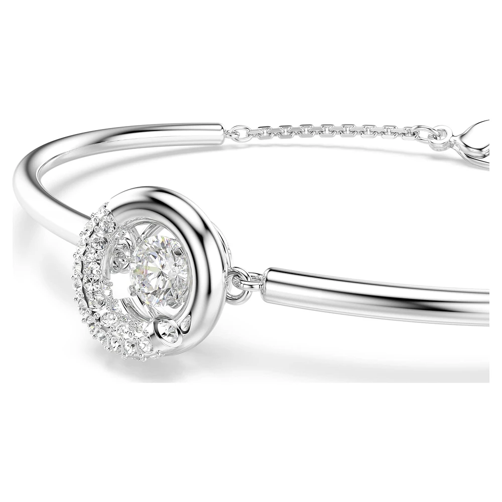 Dextera bangle, Round cut, White, Rhodium plated by SWAROVSKI