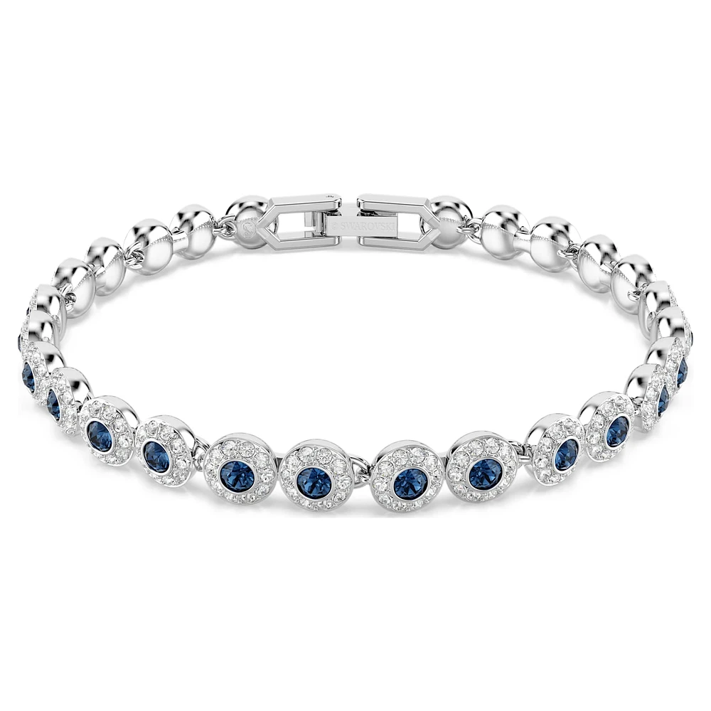 Una Angelic Tennis bracelet, Round cut, Blue, Rhodium plated by SWAROVSKI