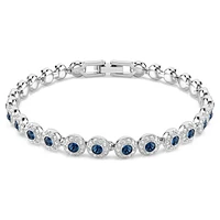 Una Angelic Tennis bracelet, Round cut, Blue, Rhodium plated by SWAROVSKI