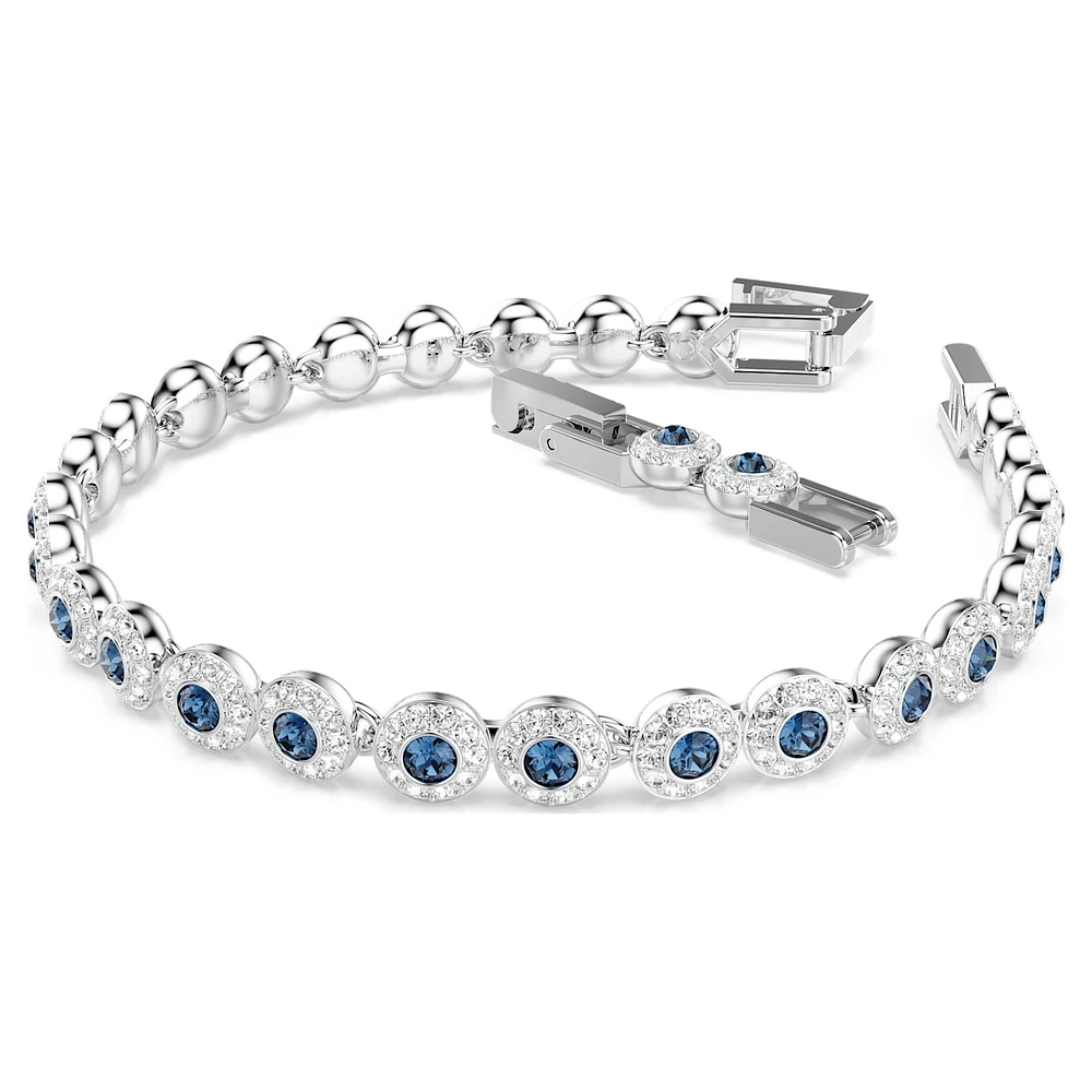 Una Angelic Tennis bracelet, Round cut, Blue, Rhodium plated by SWAROVSKI