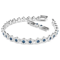 Una Angelic Tennis bracelet, Round cut, Blue, Rhodium plated by SWAROVSKI