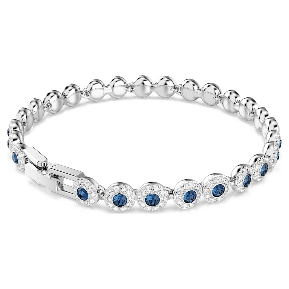 Una Angelic Tennis bracelet, Round cut, Blue, Rhodium plated by SWAROVSKI