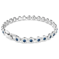 Una Angelic Tennis bracelet, Round cut, Blue, Rhodium plated by SWAROVSKI