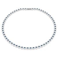 Una Angelic Tennis necklace, Round cut, Blue, Rhodium plated by SWAROVSKI