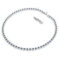 Una Angelic Tennis necklace, Round cut, Blue, Rhodium plated by SWAROVSKI