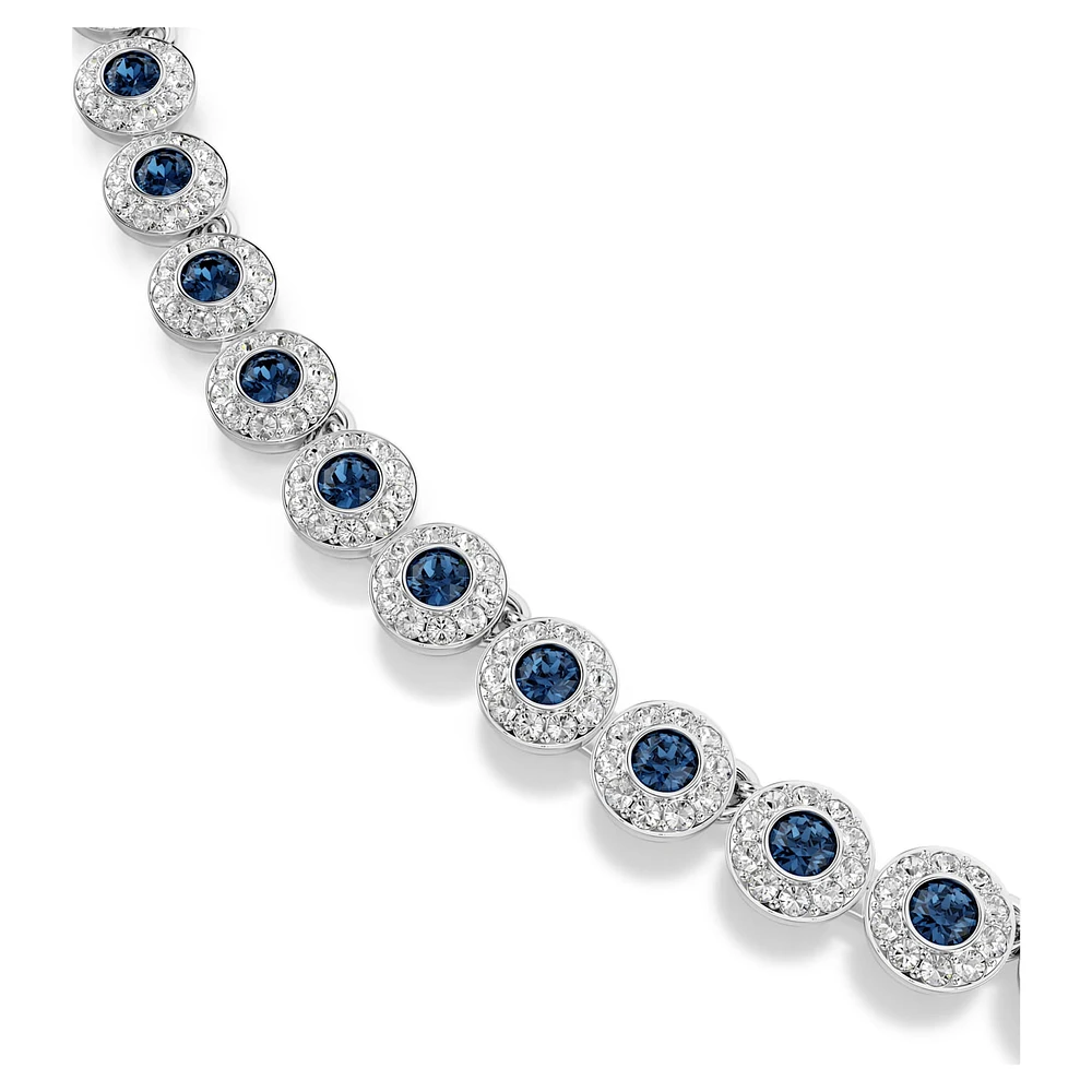 Una Angelic Tennis necklace, Round cut, Blue, Rhodium plated by SWAROVSKI