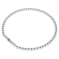 Una Angelic Tennis necklace, Round cut, Blue, Rhodium plated by SWAROVSKI