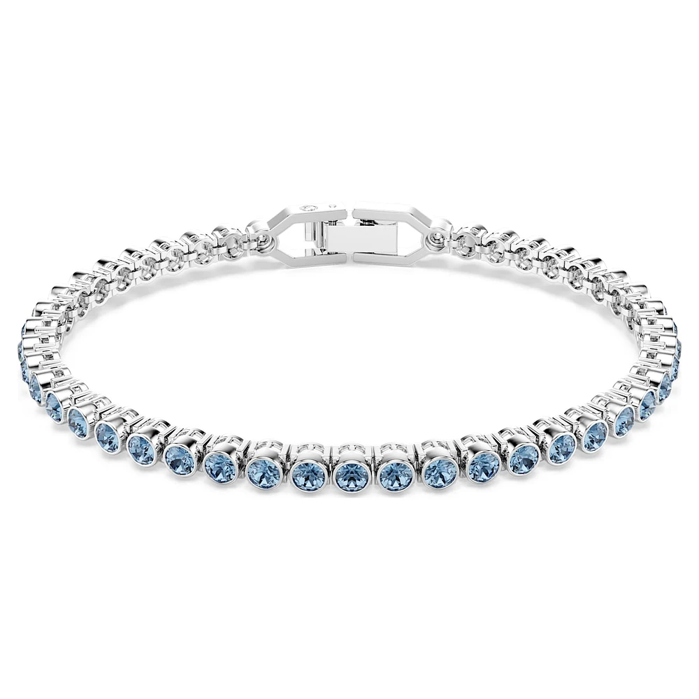 Imber Emily Tennis bracelet, Round cut, Blue, Rhodium plated by SWAROVSKI