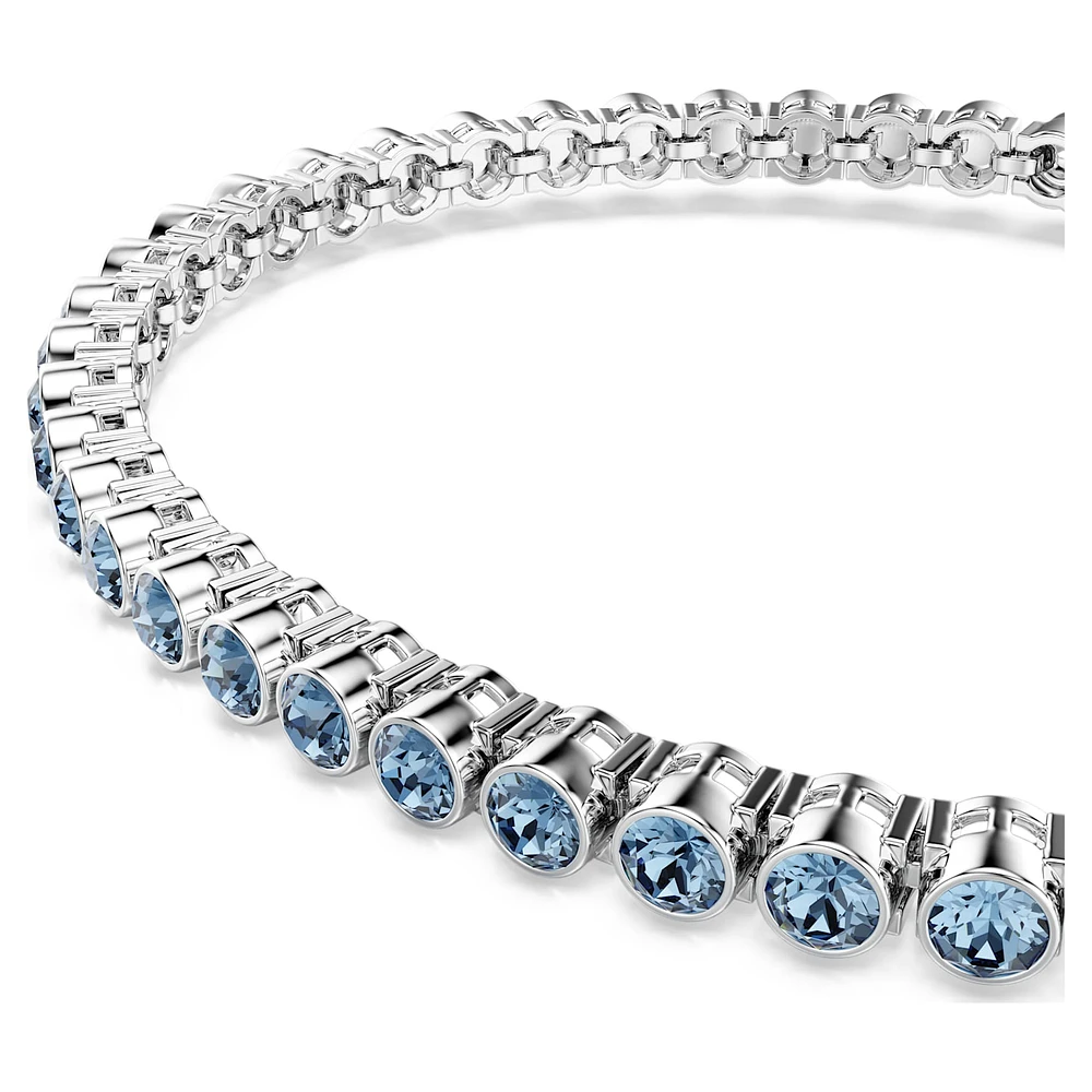 Imber Emily Tennis bracelet, Round cut, Blue, Rhodium plated by SWAROVSKI