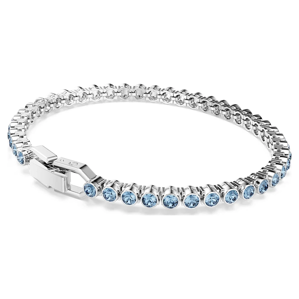 Imber Emily Tennis bracelet, Round cut, Blue, Rhodium plated by SWAROVSKI