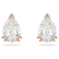 Stilla stud earrings, Pear cut, White, Rose gold-tone plated by SWAROVSKI