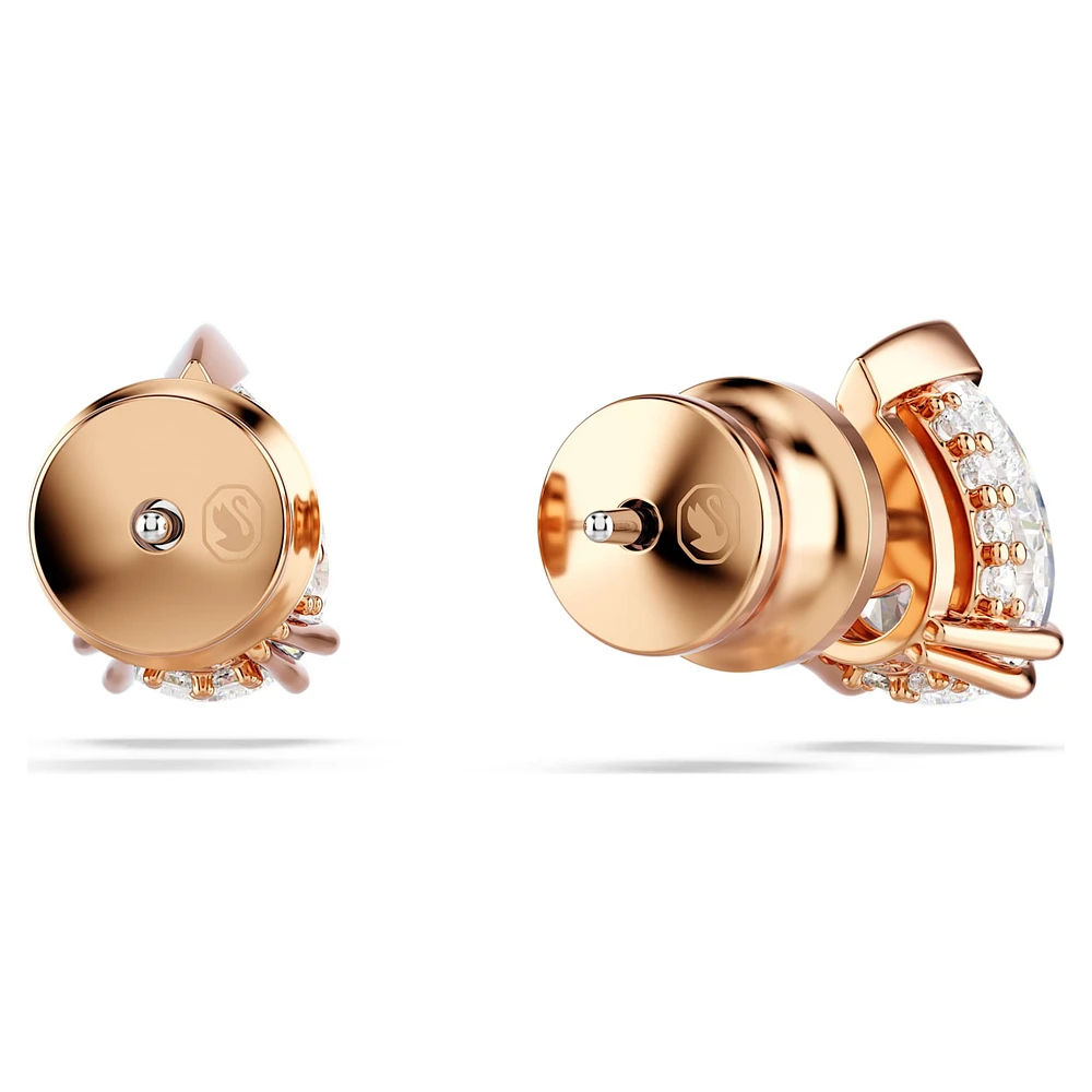 Stilla stud earrings, Pear cut, White, Rose gold-tone plated by SWAROVSKI