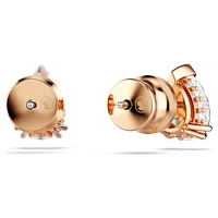 Stilla stud earrings, Pear cut, White, Rose gold-tone plated by SWAROVSKI