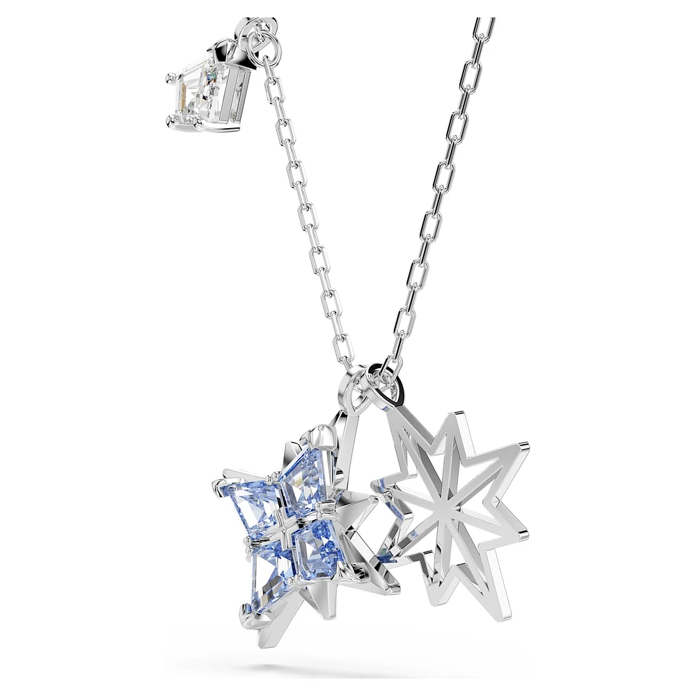 Symbolica pendant, Star, Blue, Rhodium plated by SWAROVSKI