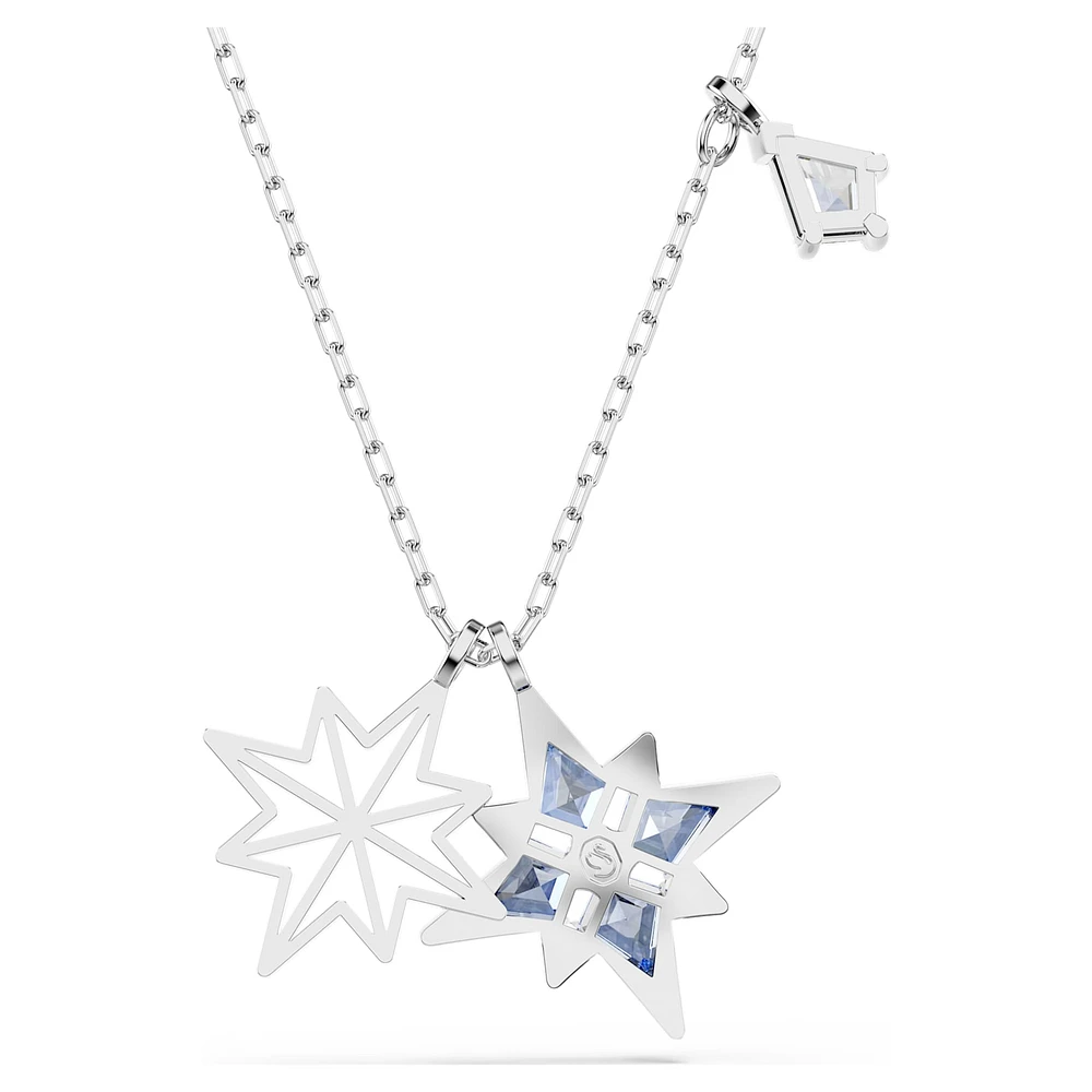 Symbolica pendant, Star, Blue, Rhodium plated by SWAROVSKI