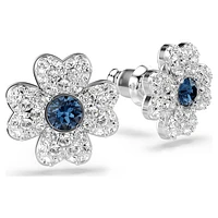 Symbolica stud earrings, Clover, Blue, Rhodium plated by SWAROVSKI