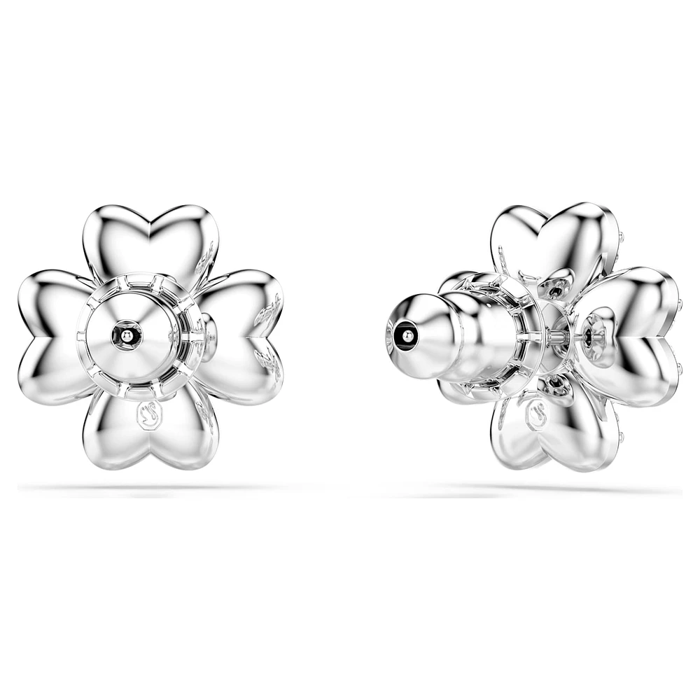 Symbolica stud earrings, Clover, Blue, Rhodium plated by SWAROVSKI