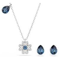 Symbolica set, Clover, Blue, Rhodium plated by SWAROVSKI