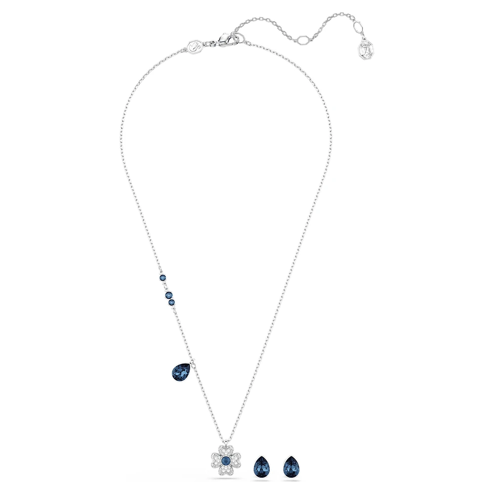 Symbolica set, Clover, Blue, Rhodium plated by SWAROVSKI