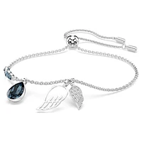 Symbolica bracelet, Wings, Blue, Rhodium plated by SWAROVSKI