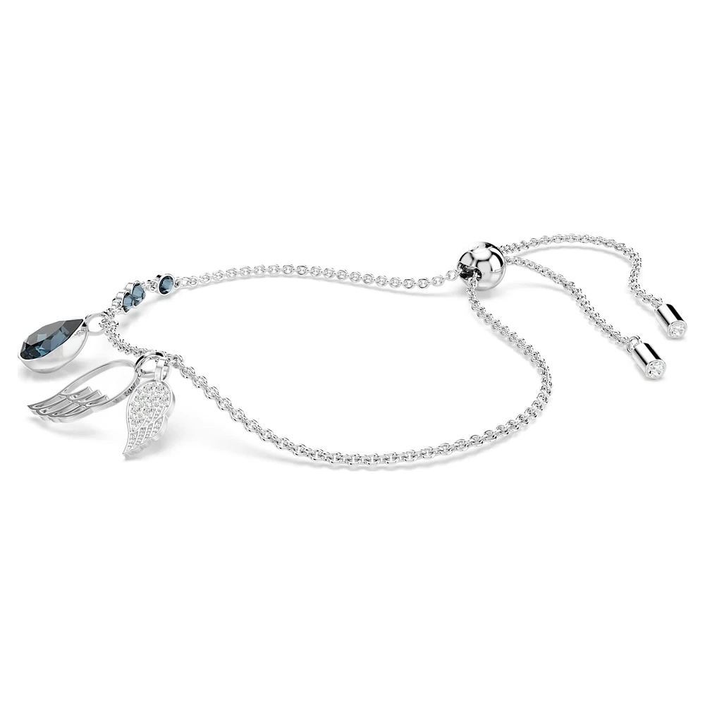 Symbolica bracelet, Wings, Blue, Rhodium plated by SWAROVSKI