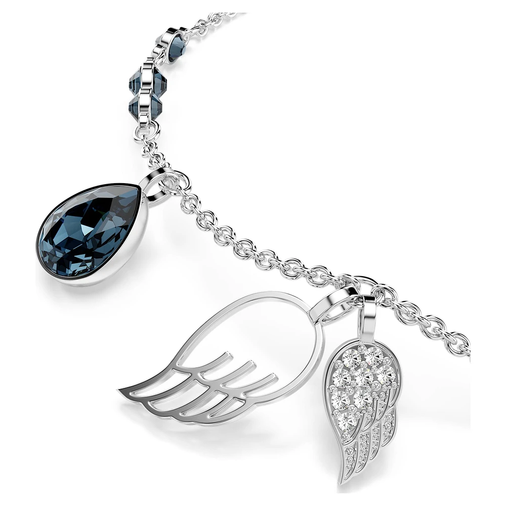Symbolica bracelet, Wings, Blue, Rhodium plated by SWAROVSKI