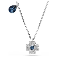 Symbolica necklace, Clover, Blue, Rhodium plated by SWAROVSKI