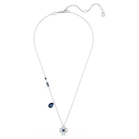 Symbolica necklace, Clover, Blue, Rhodium plated by SWAROVSKI