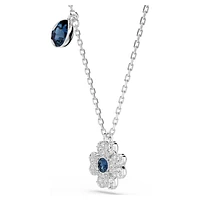 Symbolica necklace, Clover, Blue, Rhodium plated by SWAROVSKI