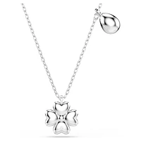 Symbolica necklace, Clover, Blue, Rhodium plated by SWAROVSKI